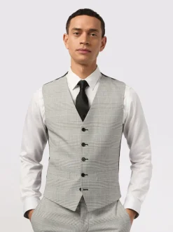 Antique Rogue Grey Monochrome Check Waistcoat