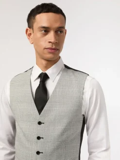 Antique Rogue Grey Monochrome Check Waistcoat