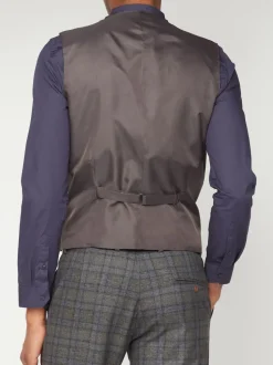 Antique Rogue Grey Overcheck Waistcoat