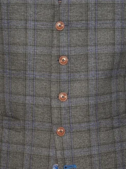 Antique Rogue Grey Overcheck Waistcoat