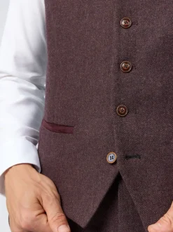 Antique Rogue Red Herringbone Tweed Waistcoat