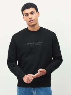 Armani Exchange Regular Fit Logo Black Sweatshirt
