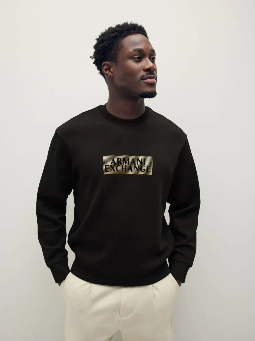 Armani Exchange Regular Fit Logo Black Sweatshirt Jumper
