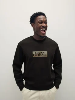 Armani Exchange Regular Fit Logo Black Sweatshirt Jumper