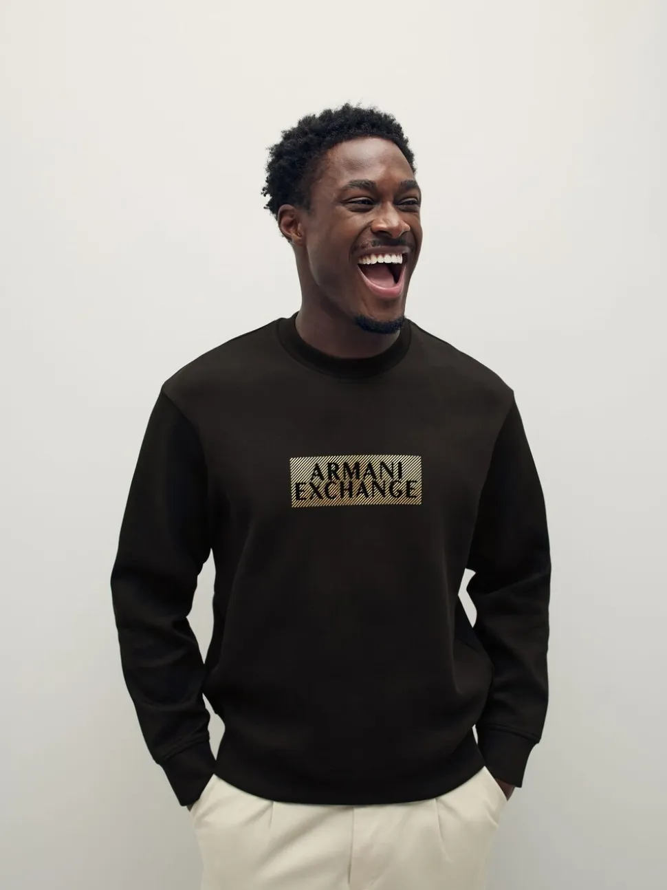 Armani Exchange Regular Fit Logo Black Sweatshirt Jumper