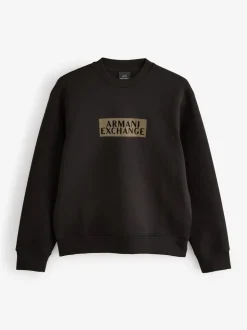Armani Exchange Regular Fit Logo Black Sweatshirt Jumper