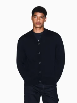 Armani Exchange Regular Fit Blue Logo Cardigan