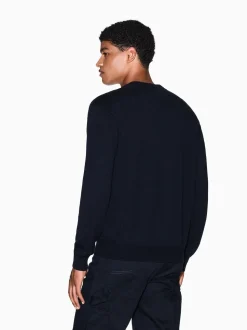 Armani Exchange Regular Fit Blue Logo Cardigan