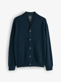 Armani Exchange Regular Fit Blue Logo Cardigan
