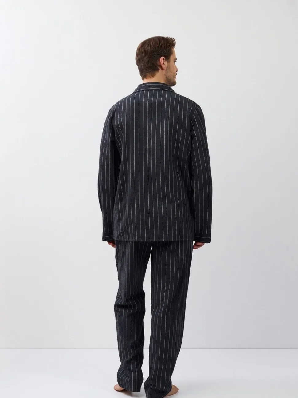 Aruelle Caleb Pinstripe Long Grey Pyjamas Set