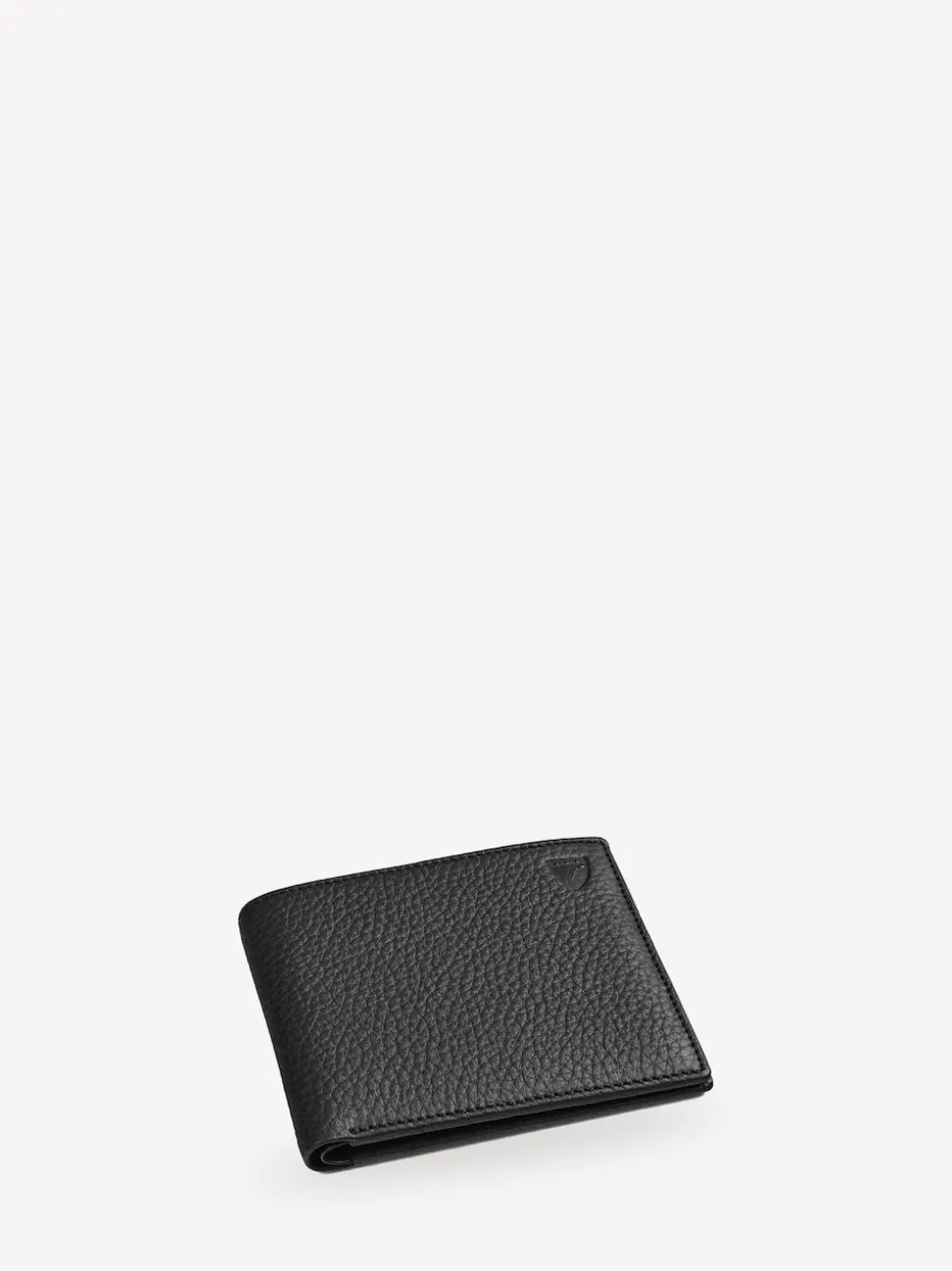 Aspinal of London Black Billfold Wallet 8CC Pebble with Smooth Interior Leather