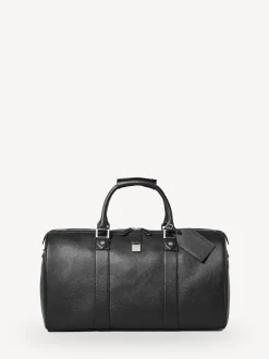 Aspinal of London Black Boston Travel Grain Leather Bag