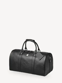 Aspinal of London Black Boston Travel Grain Leather Bag
