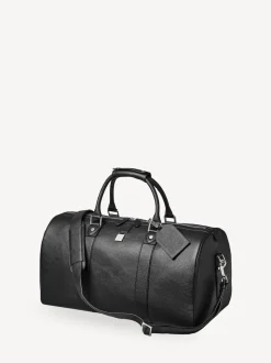 Aspinal of London Black Boston Travel Grain Leather Bag