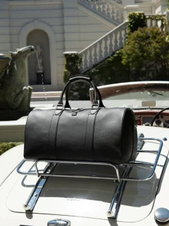 Aspinal of London Black Boston Travel Grain Leather Bag