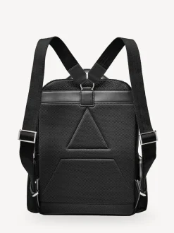 Aspinal of London Black Reporter Pebble Leather Zip Backpack