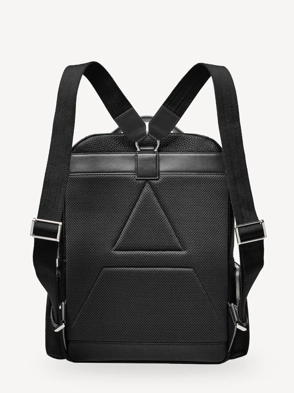 Aspinal of London Black Reporter Pebble Leather Zip Backpack