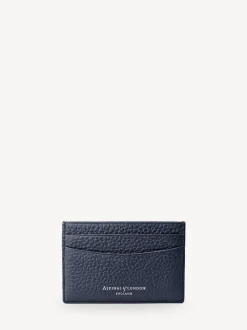 Aspinal of London Blue Slim Credit Card Case Grain Leather