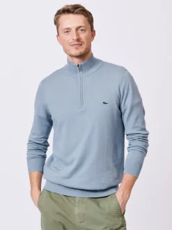 Aubin Blue Daw Cotton Zip Neck 100% Cotton Jumper