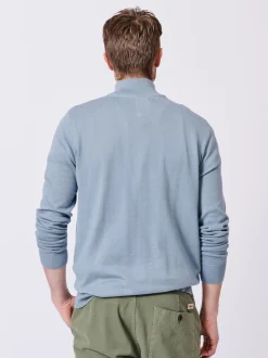 Aubin Blue Daw Cotton Zip Neck 100% Cotton Jumper
