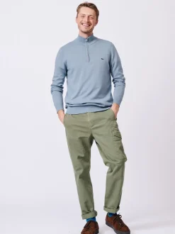 Aubin Blue Daw Cotton Zip Neck 100% Cotton Jumper