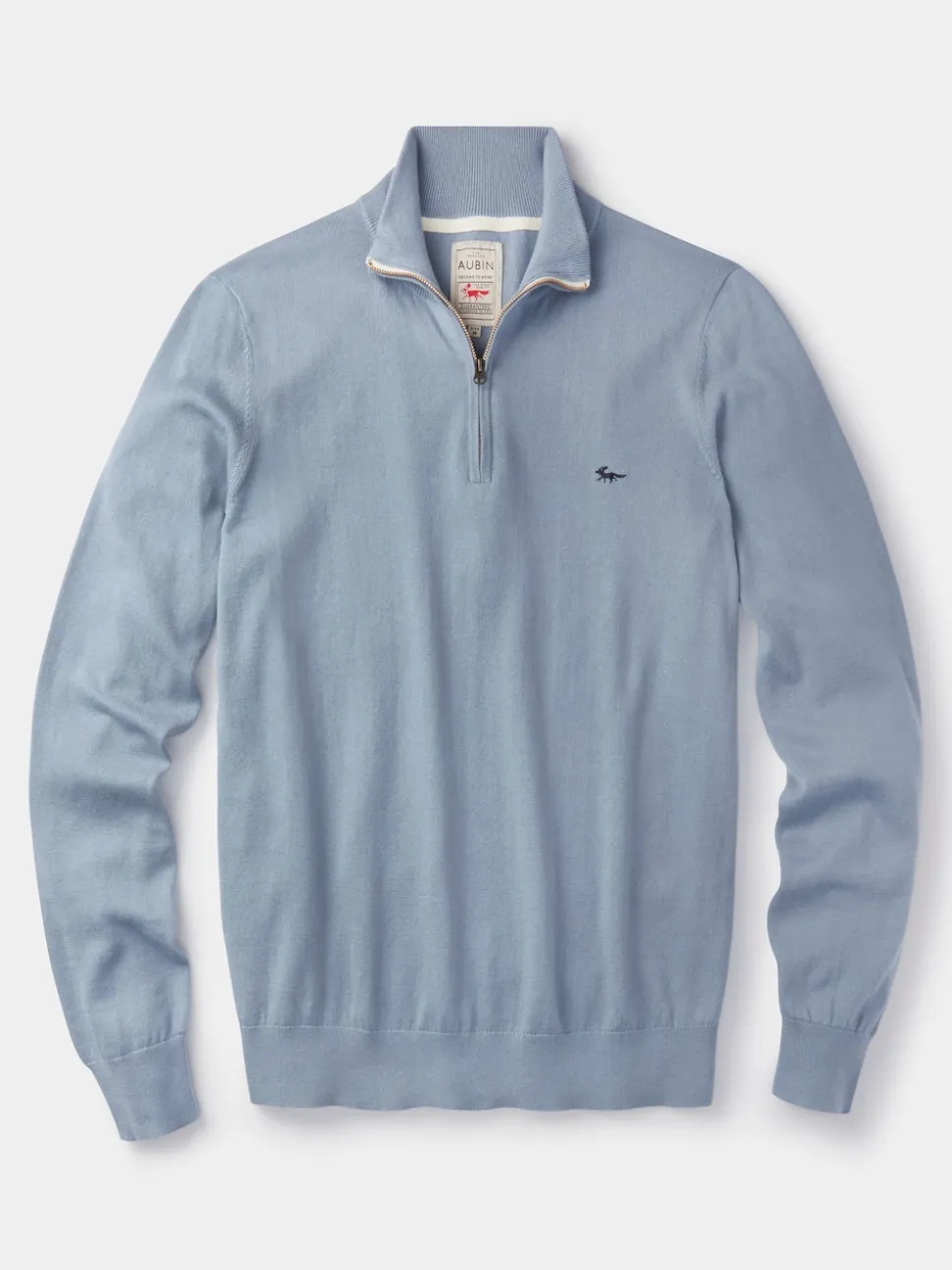 Aubin Blue Daw Cotton Zip Neck 100% Cotton Jumper