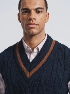 Aubin Blue Hobbs Cricket Wool Slipover