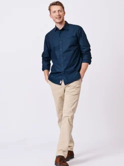 Aubin Blue Navy Chase Poplin 100% Cotton Shirt