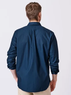 Aubin Blue Navy Chase Poplin 100% Cotton Shirt