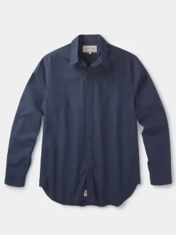 Aubin Blue Navy Chase Poplin 100% Cotton Shirt