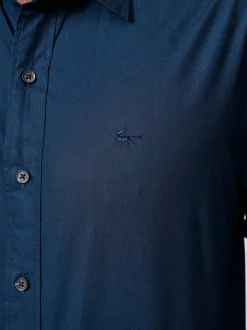 Aubin Blue Navy Chase Poplin 100% Cotton Shirt