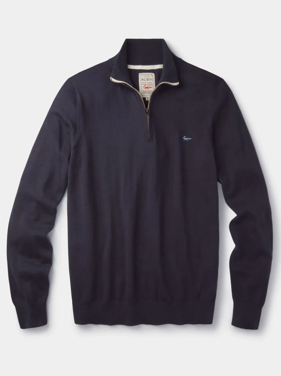 Aubin Blue Navy Daw Cotton Zip Neck 100% Cotton Jumper