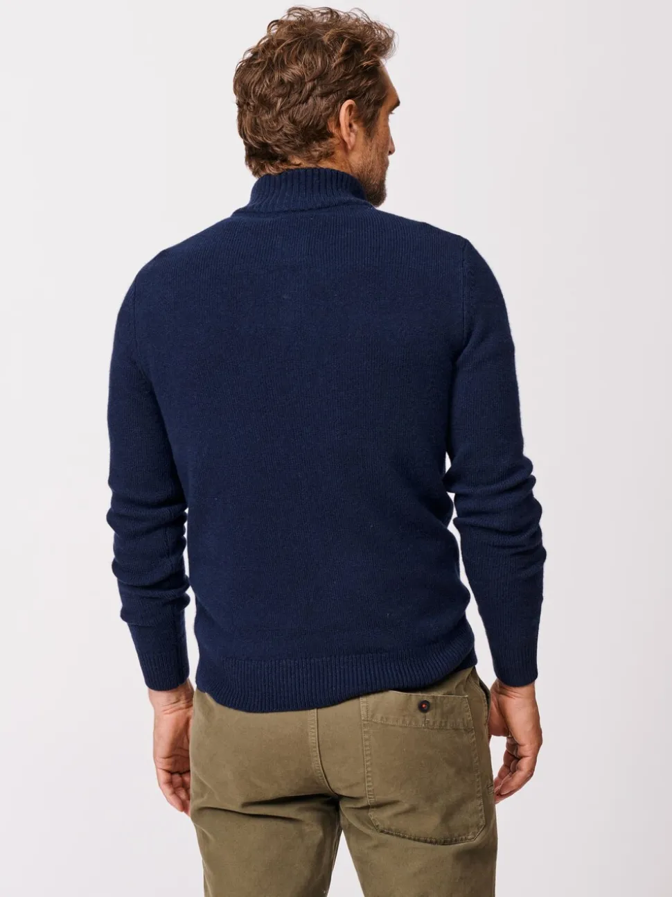 Aubin Blue Pepper Lambswool Zip Neck Jumper