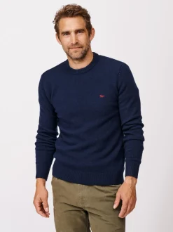 Aubin Blue Phillips Lambswool Crew Neck Jumper