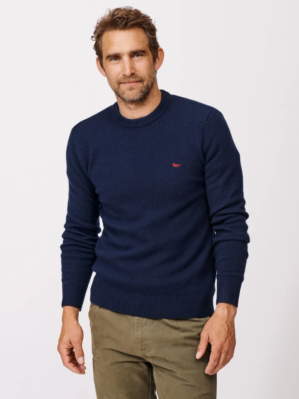 Aubin Blue Phillips Lambswool Crew Neck Jumper