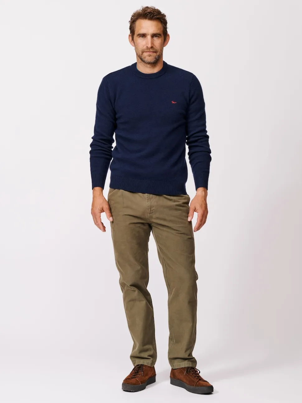Aubin Blue Phillips Lambswool Crew Neck Jumper