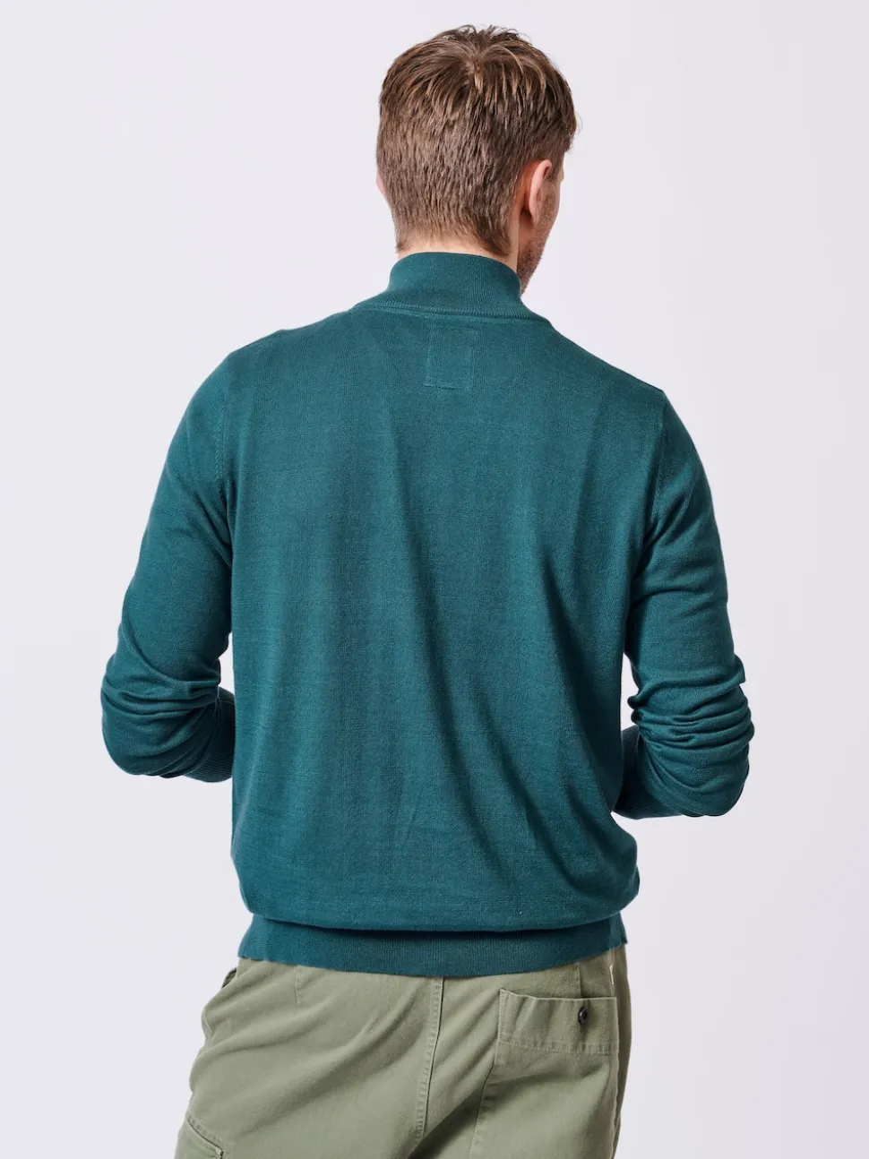 Aubin Green Daw Cotton Zip Neck 100% Cotton Jumper