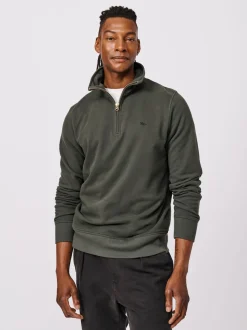 Aubin Green Harris Zip Neck 100% Cotton Jumper
