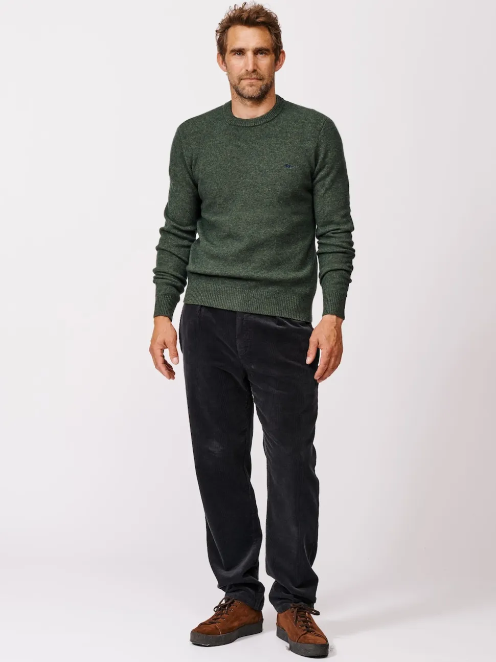 Aubin Green Phillips Lambswool Crew Neck Jumper