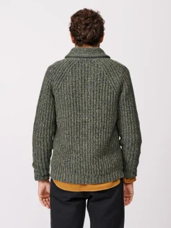 Aubin Green Priory Fisherman Rib Shawl Collar Cardigan