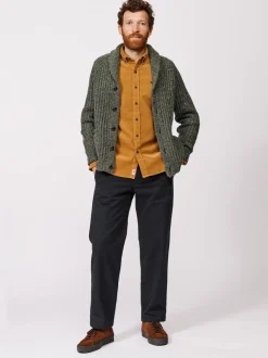 Aubin Green Priory Fisherman Rib Shawl Collar Cardigan