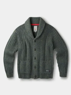 Aubin Green Priory Fisherman Rib Shawl Collar Cardigan