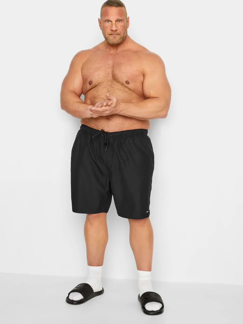 BadRhino Big & Tall Black Plain Swimshorts
