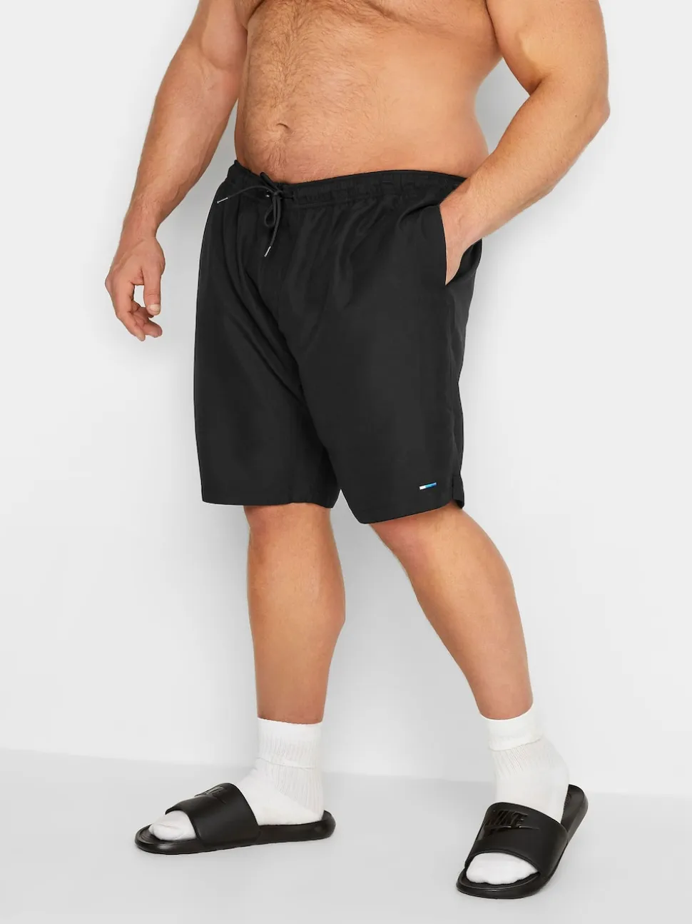 BadRhino Big & Tall Black Plain Swimshorts