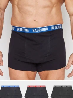 BadRhino Big & Tall Black 100% Cotton Waistband Boxers 3 Pack