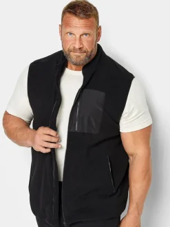 BadRhino Big & Tall Black Fleece Pocket Gilet