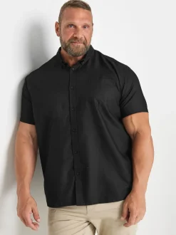 BadRhino Big & Tall Black Premium Short Sleeve Oxford 100% Cotton Shirt