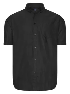 BadRhino Big & Tall Black Premium Short Sleeve Oxford 100% Cotton Shirt