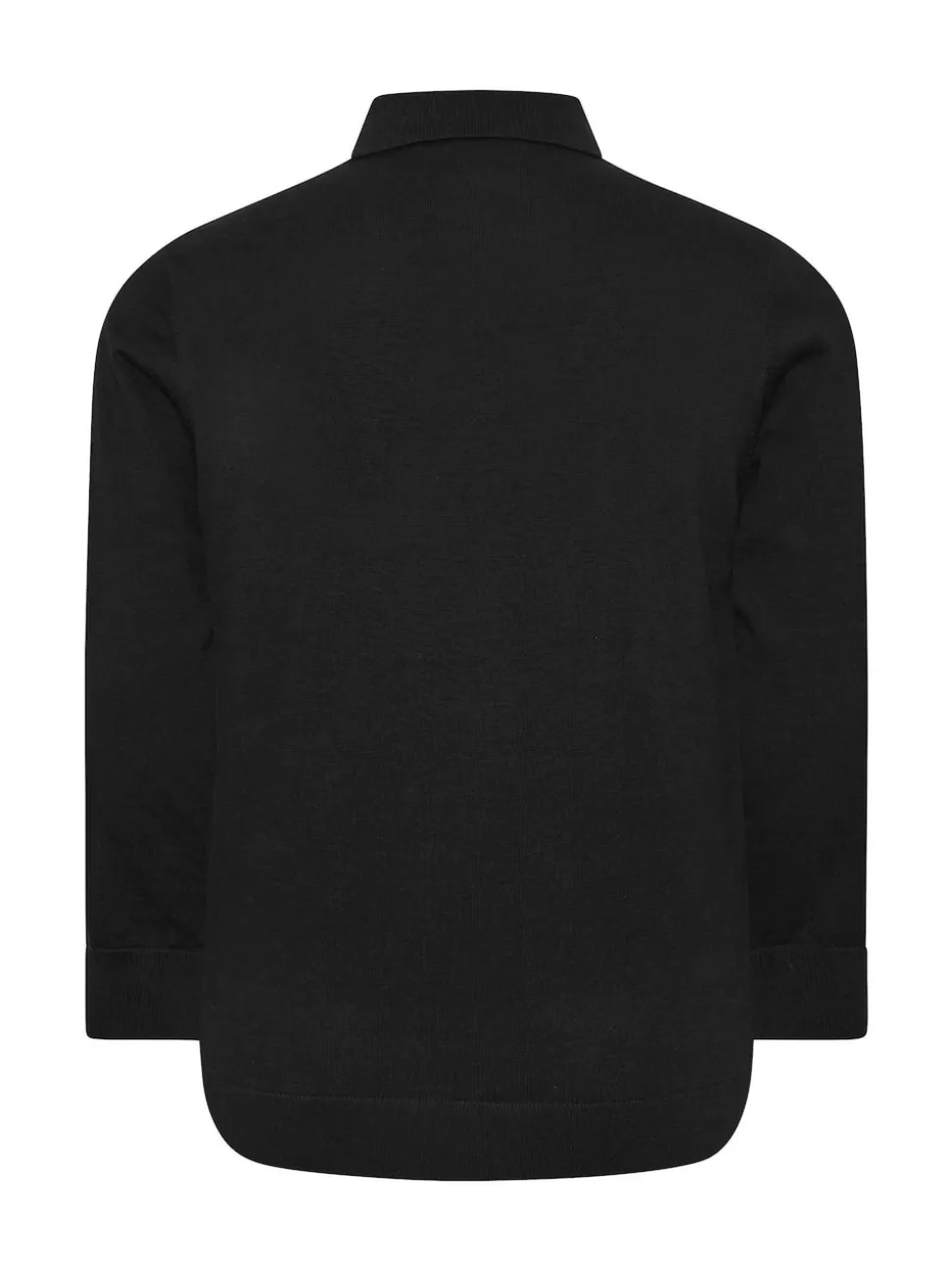 BadRhino Big & Tall Black Long Sleeve Knitted Zip Polo Shirt
