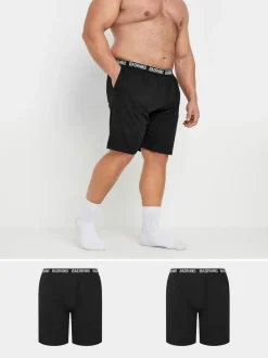 BadRhino Big & Tall Black 100% Cotton Lounge Shorts 2 Pack